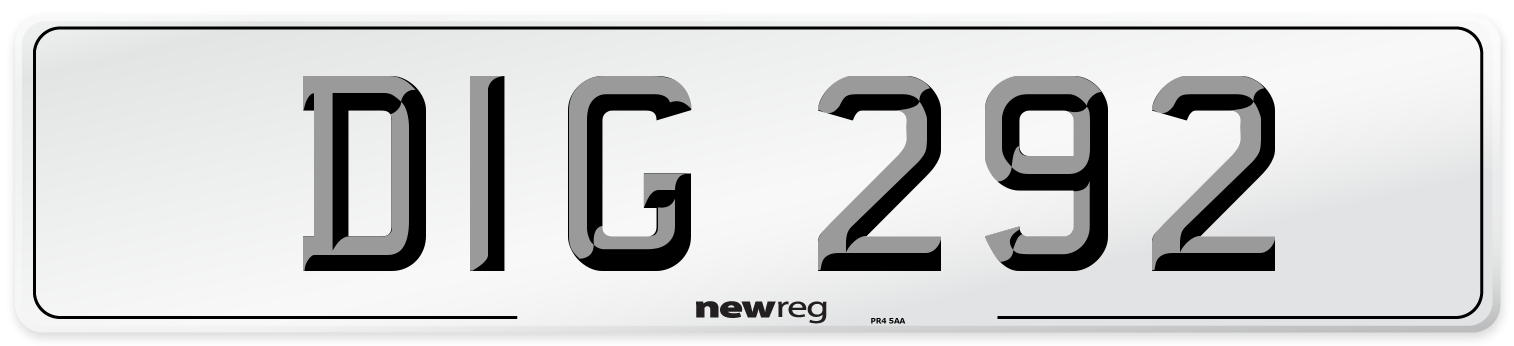 DIG 292 Number Plate from New Reg